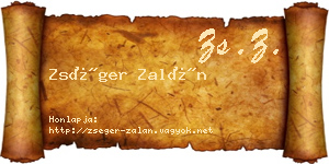 Zséger Zalán névjegykártya